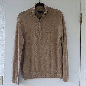 Camel Wool-Cotton Blend J Crew Quarter Zip Sweater Great Condition